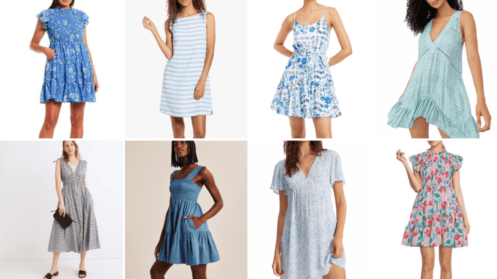 Summer Dresses - Cats & Coffee2-min - Cats & Coffee Blue & White Casual Summer Dresses