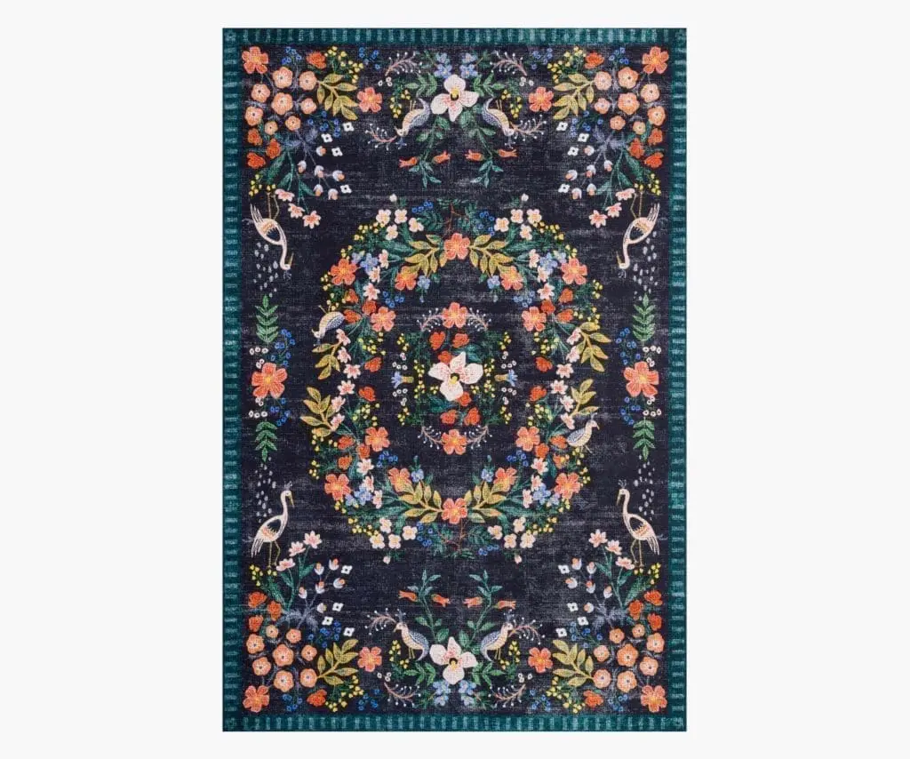 Best Sellers of 2022 4 - Cats & Coffee Palais Luxembourg Black Printed Rug from Rifle Paper Co.