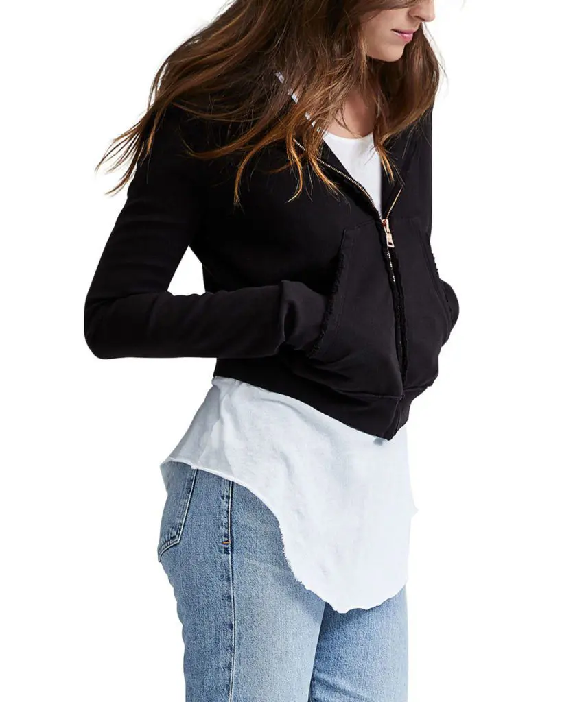 Neiman Marcus May Sale Frank & Eileenzip-front triple fleece crop hoodie jacket1 - Cats & Coffee Zip-Front Triple Fleece Crop Hoodie Jacket from the Neiman Marcus May Sale