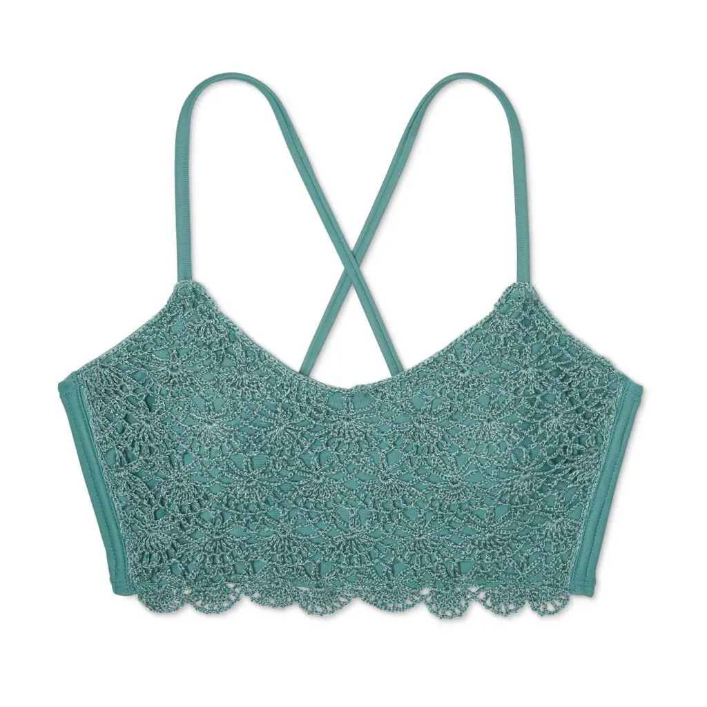 GUEST_6ca77389-5af5-4cf7-b3f8-869ffde6b704 - Cats & Coffee Women's Crochet Bralette Midkini Bikini Top - Xhilaration™ Light Blue