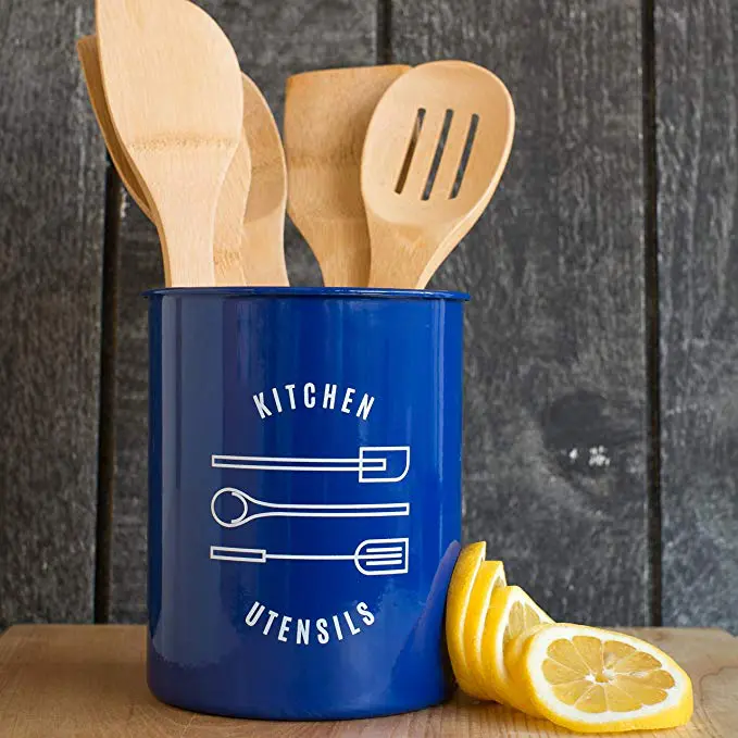 Now-Designs-Utensil-Crock-Navy - Cats & Coffee Now Designs Utensil Crock, Navy from Amazon