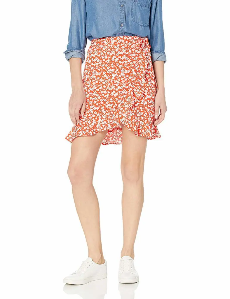J.Crew Mercantile Women's Tie Waist Floral Ruffle Wrap Mini Skirt2 - Cats & Coffee J.CREW MERCANTILE WOMEN’S TIE WAIST FLORAL RUFFLE WRAP MINI SKIRT