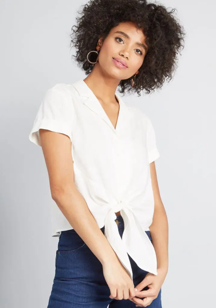 Modcloth-Wisely-Tied-Button-Up-Top1 - Cats & Coffee WISELY TIED BUTTON-UP TOP