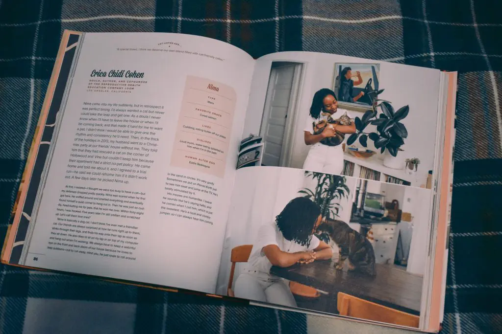 Girls-and-Their-Cats8 - Cats & Coffee Book Review: Girls and Their Cats by BriAnne Willis, book on Locharron of Scotland Royal Stewart Blue Dress Tartan, photo by Christine Csencsitz