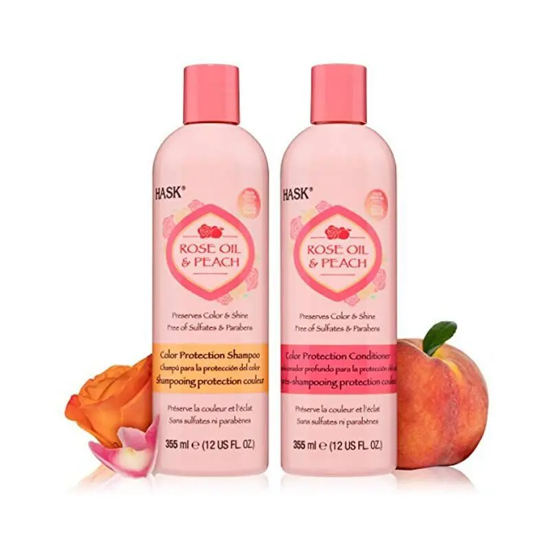 HASK-Rose-Oil-Peach-Shampoo-and-Conditioner-Set - Cats & Coffee HASK Rose Oil + Peach Shampoo and Conditioner Set