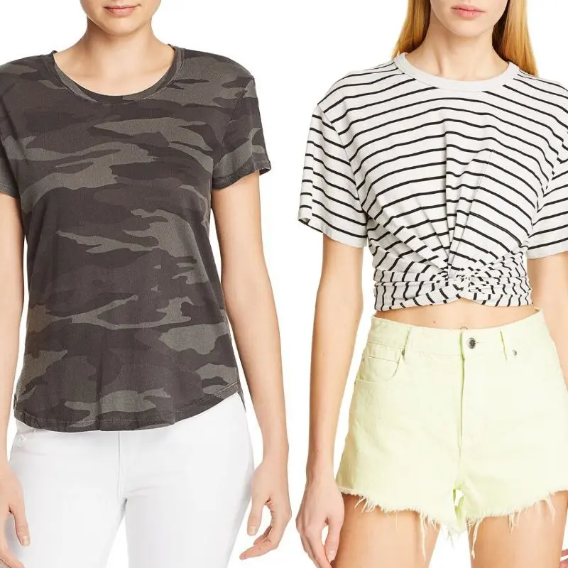 New-T-Shirt-Favorites-Featuring-Splendid-and-ALEXANDERWANG.T - Cats & Coffee New T-Shirt Favorites, Featuring Splendid and ALEXANDERWANG.T -- Splendid Camo Abbie Crew Neck // ALEXANDERWANG.T High Twist Stripe Tee