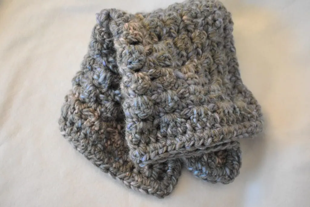 Buttercream-Granny-Square9 - Cats & Coffee Blue, Pink & Gray Crochet Cat Mat -- Small Granny Square Style Pet Blanket in Grays with Blues and Pinks