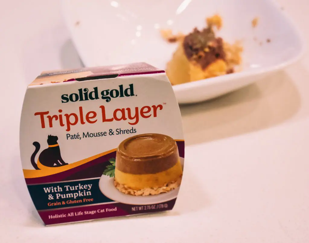 Solid-Gold-w-Cats51-1 - Cats & Coffee Solid Gold Triple Layer Mousse and Shreds with Real Turkey & Pumpkin Wet Cat Food, 2.75-oz, case of 6