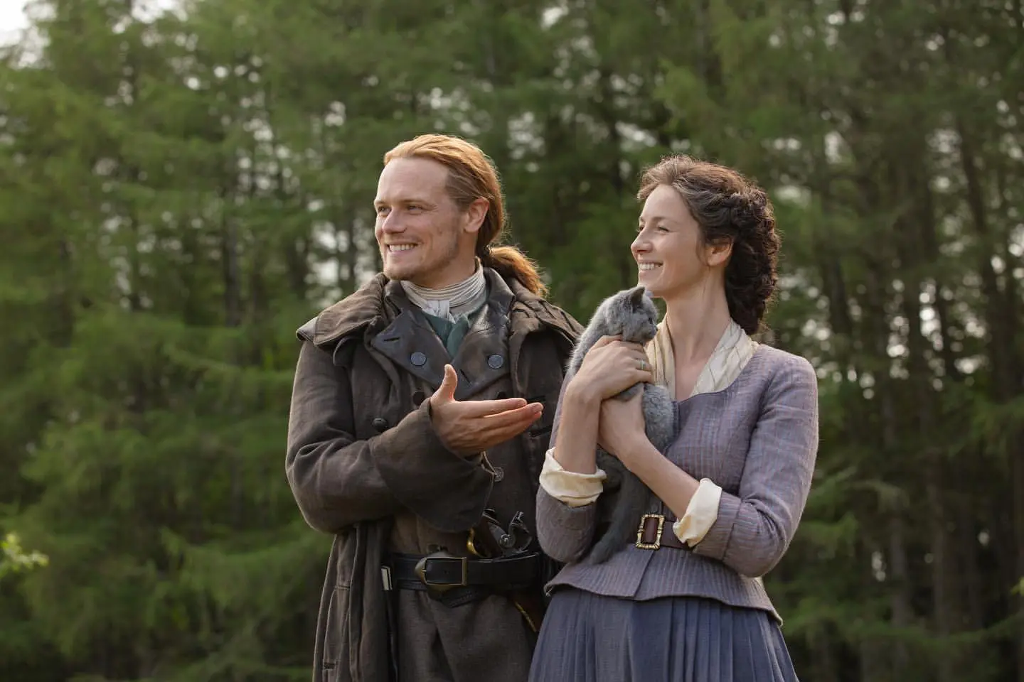Outlanders-Adso-with-Claire-and-Jamie-Fraser-1 - Cats & Coffee Shows to Watch if You Love Outlander