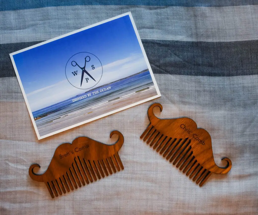 Wood-Paper-Scissors-Combs1-2 - Cats & Coffee Wood Paper Scissors is a small woodworking business based in Cornwall that specializes in personalized home goods made out of high quality, locally sourced materials. Their pieces capture "moments carved in wood," like this personalized cutting board featuring a cherished family recipe.
