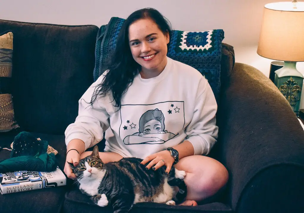Adorned-by-Chi-Why-I-Love-this-Lifestyle-Brand-for-Misfits-and-Magical-Girls3 - Cats & Coffee Adorned by Chi: Why I Love this Lifestyle Brand for Misfits and Magical Girls - Christine Csencsitz wears the Sad Adaeze sweatshirt