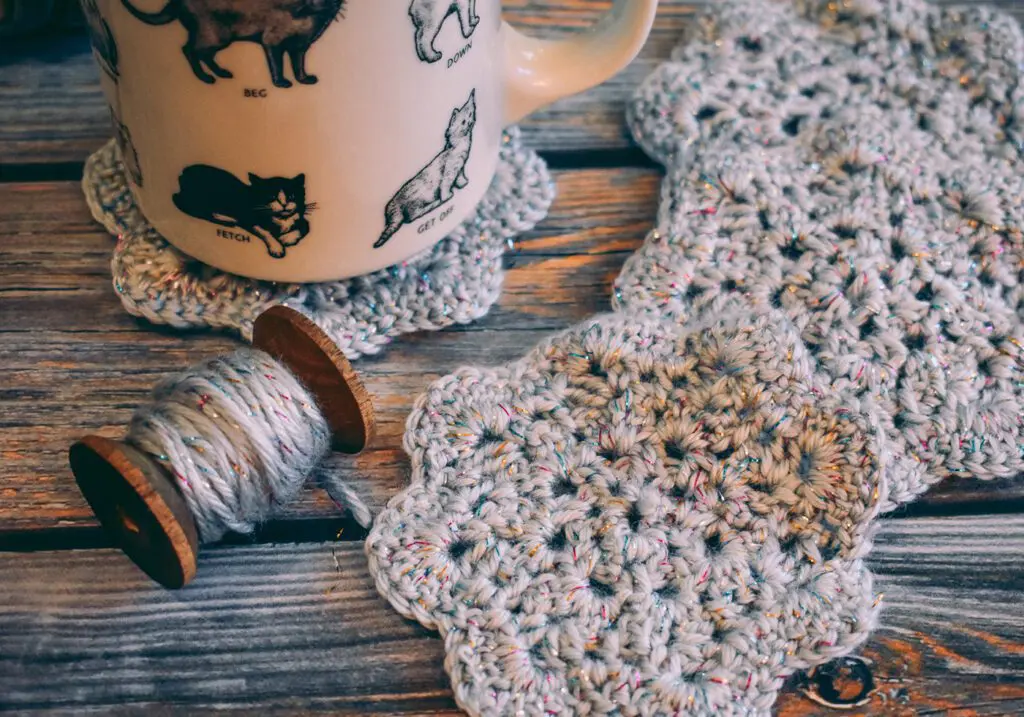 Cottagecore Aesthetic: Where Dreamy, Pastoral Fairytale Meets Slow Living CP - Cats & Coffee Cottagecore Aesthetic: Where Dreamy, Pastoral Fairytale Meets Slow Living - featuring Critter Crafting Crochet Coasters in Silver