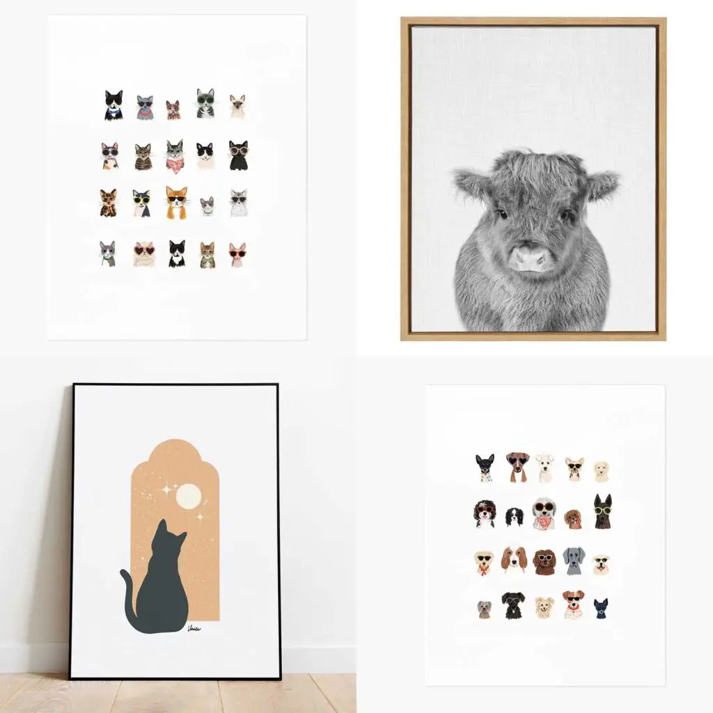 Wall-Art-Decor-Affordable-Printable-Unique-Options-Cats-Coffee-Animal-Quad-1 - Cats & Coffee