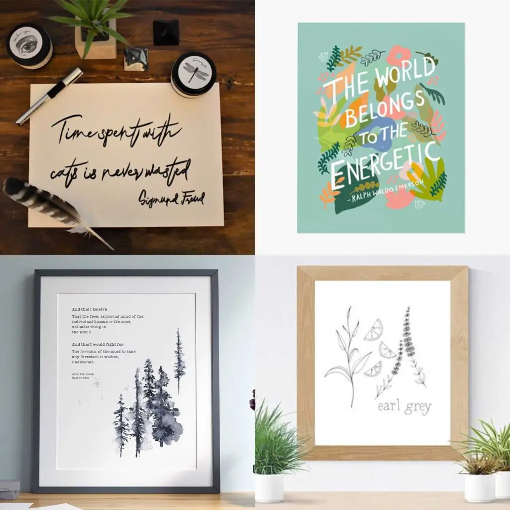 Wall-Art-Decor-Affordable-Printable-Unique-Options-Cats-Coffee-Quote-Quad-1 - Cats & Coffee