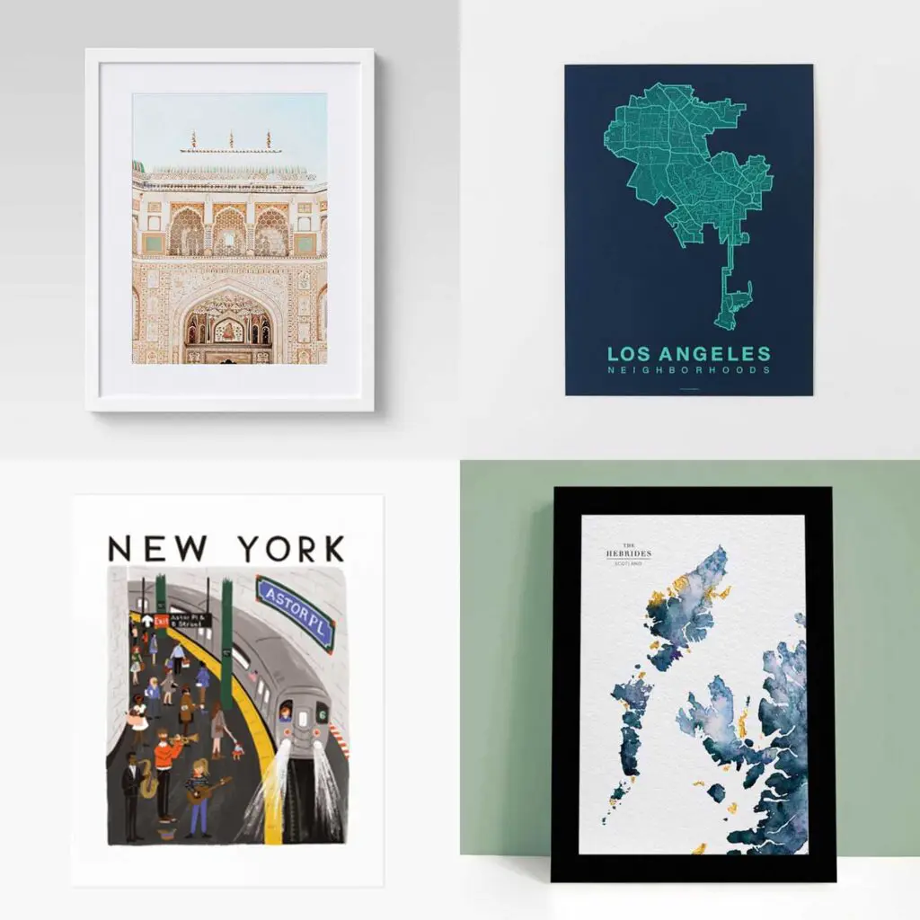 Wall-Art-Decor-Affordable-Printable-Unique-Options-Cats-Coffee-Travel-Quad-1 - Cats & Coffee