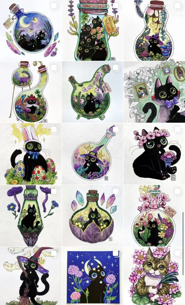 Instagram Account - @ilustratorium.sara - Cats & Coffee Instagram Account: @ilustratorium.sara