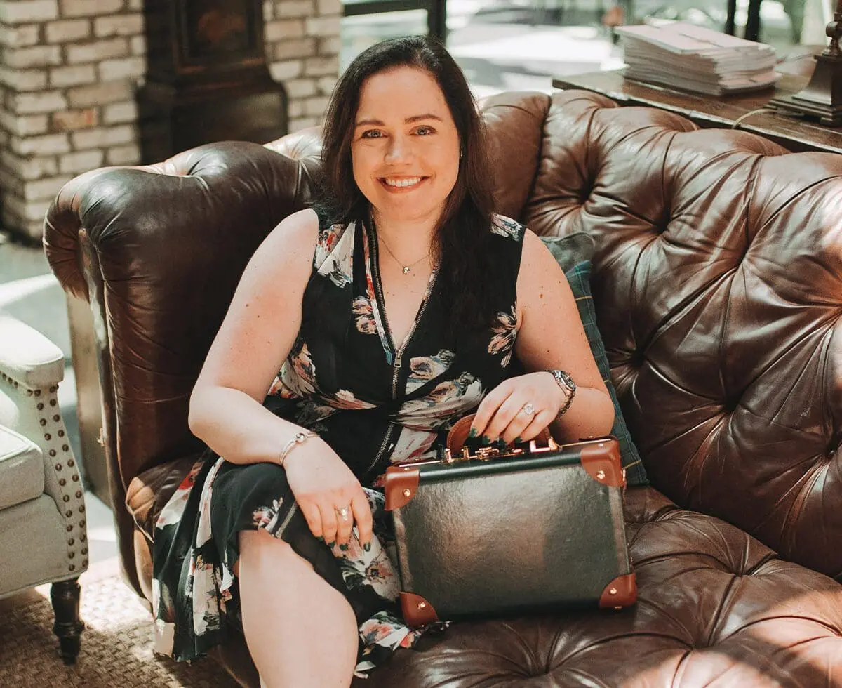 Christine Csencsitz seated at Oxford Exchange in Tampa, Florida