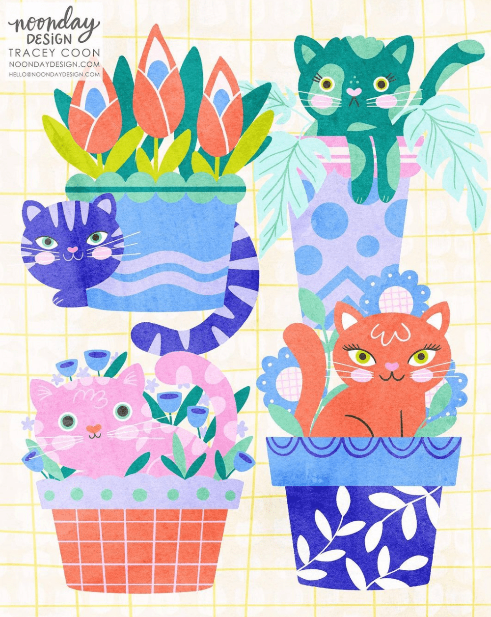 Instagram Account @noondaydesign - IG Art 2 - Cats & Coffee Instagram Account @noondaydesign