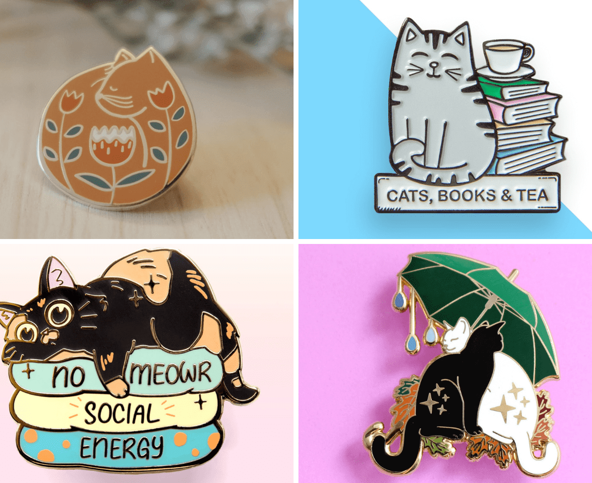 Cat Mom Life - Cute Cat Pins 7 - Cats & Coffee Colorful Cat Themed Pins from Etsy