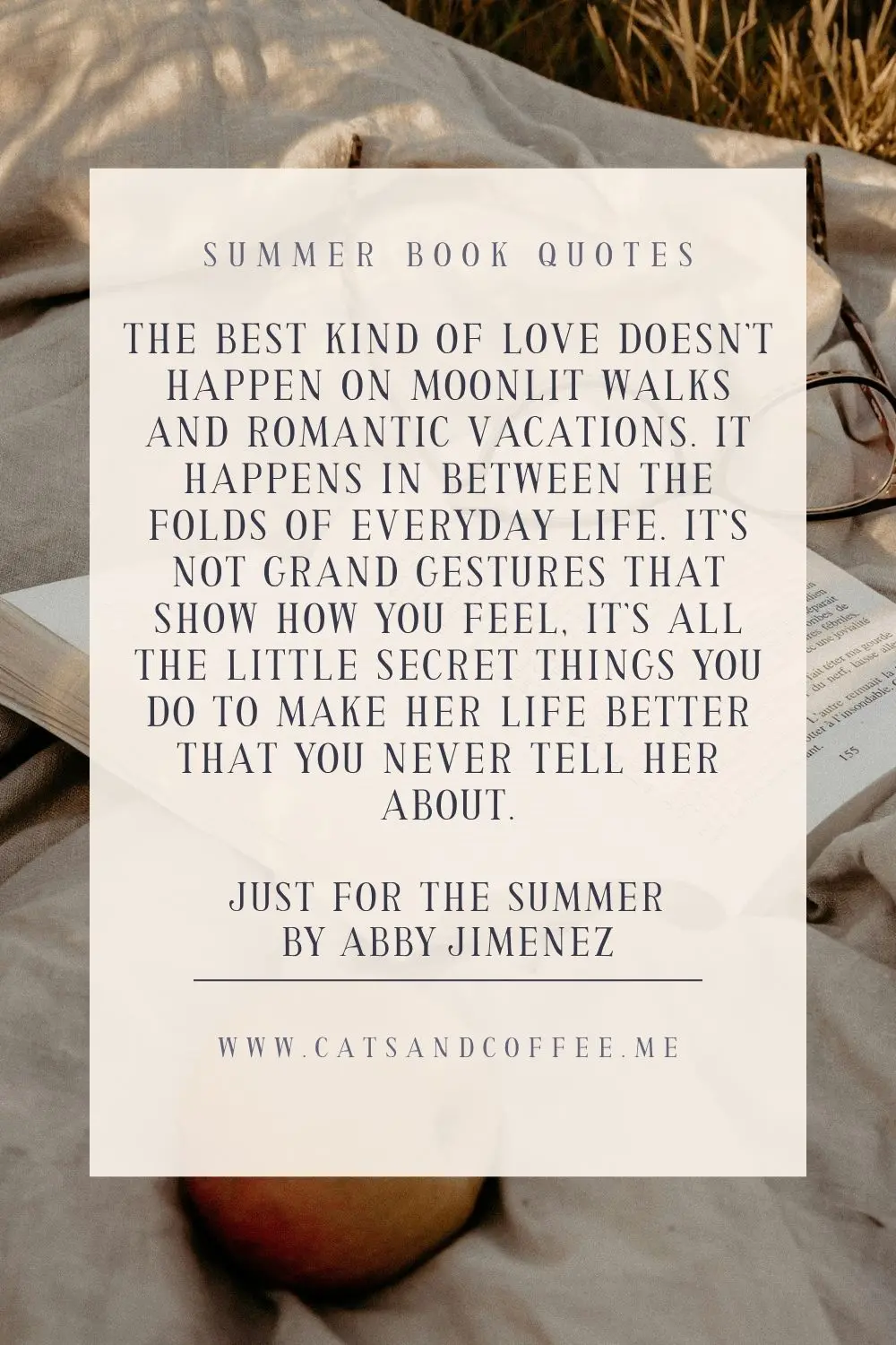 Great Books to Read in the Summer - Quotes 3 - Cats & Coffee Great Books to Read in the Summer - Just for the Summer by Abby Jimenez