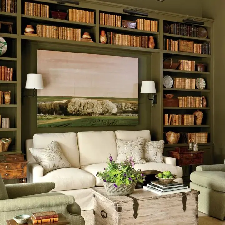 Home Library Room Inspriation 6 - Cats & Coffee green library room paint