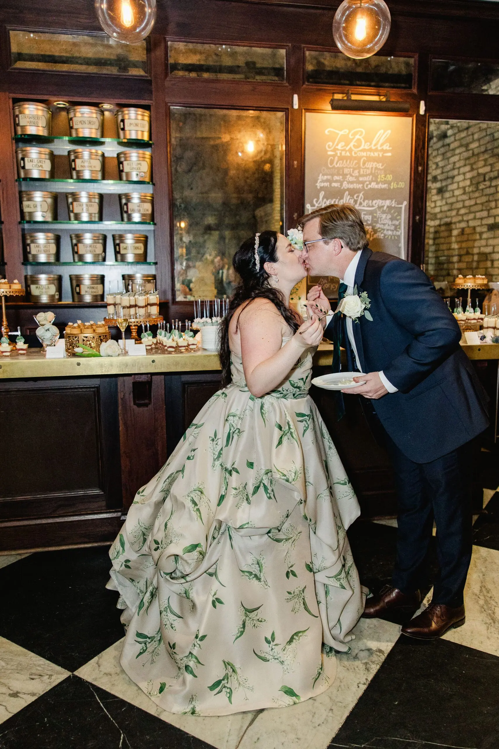 OxfordExchangeWedding©AilynLaTorrePhotograpy-3502-min - Cats & Coffee Oxford Exchange Wedding in Tampa, Florida - Featuring Monique Lhuillier Lily of the Valley wedding gown, The Black Tux suit, and local Hands on Sweets cake makers