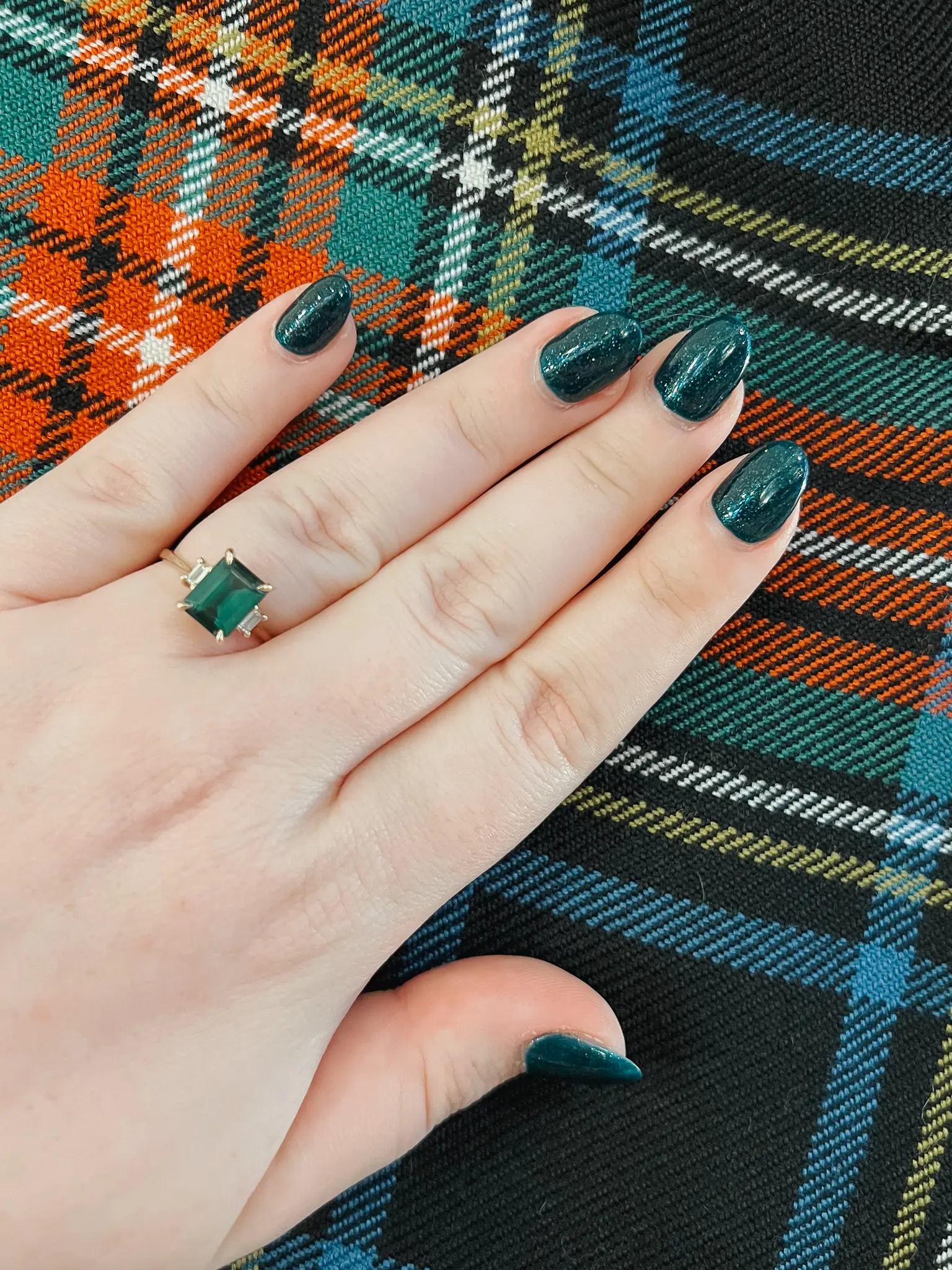 Christmas Nails - Cats & Coffee Iceland Nail Polish by DND on top of tartan