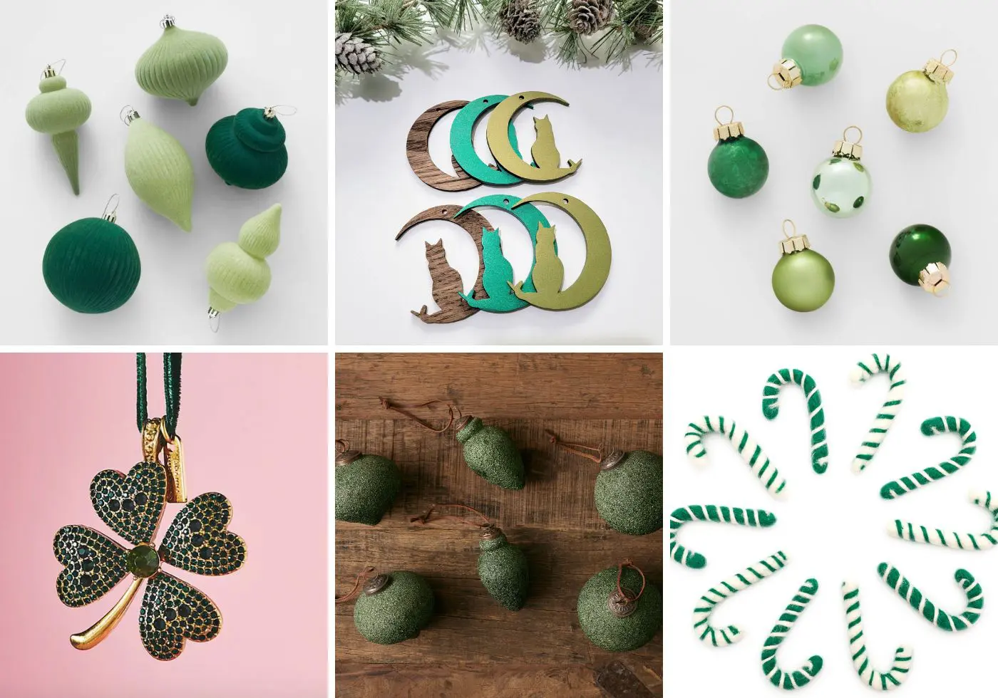 Green Christmas Ornaments - Cats & Coffee Green Christmas Ornaments