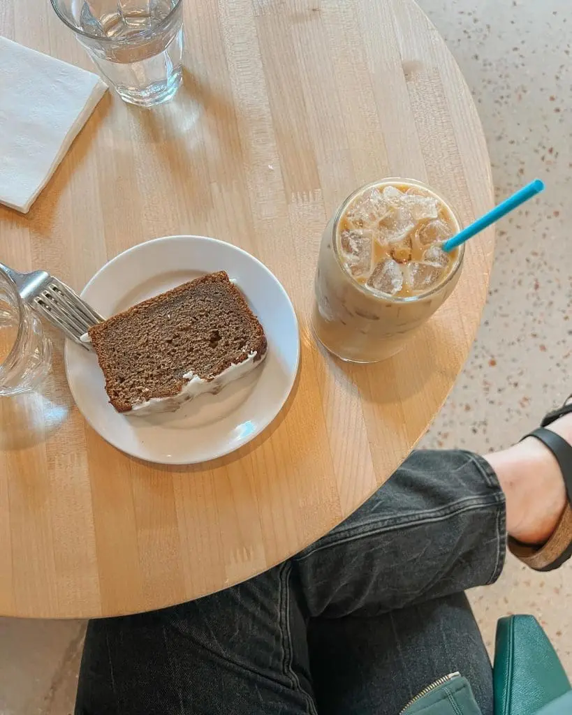 Willas Restaurant Willas Provisions 2 - Cats & Coffee Iced latte and coffee cake from Willa's in tampa