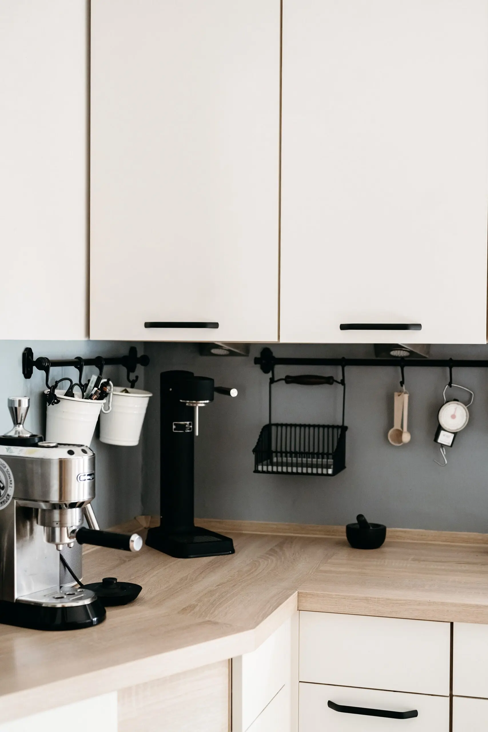 How to Make a Kitchen Coffee Station: At Home Coffee Bar Styling 6 - Cats & Coffee Example of a home coffee bar