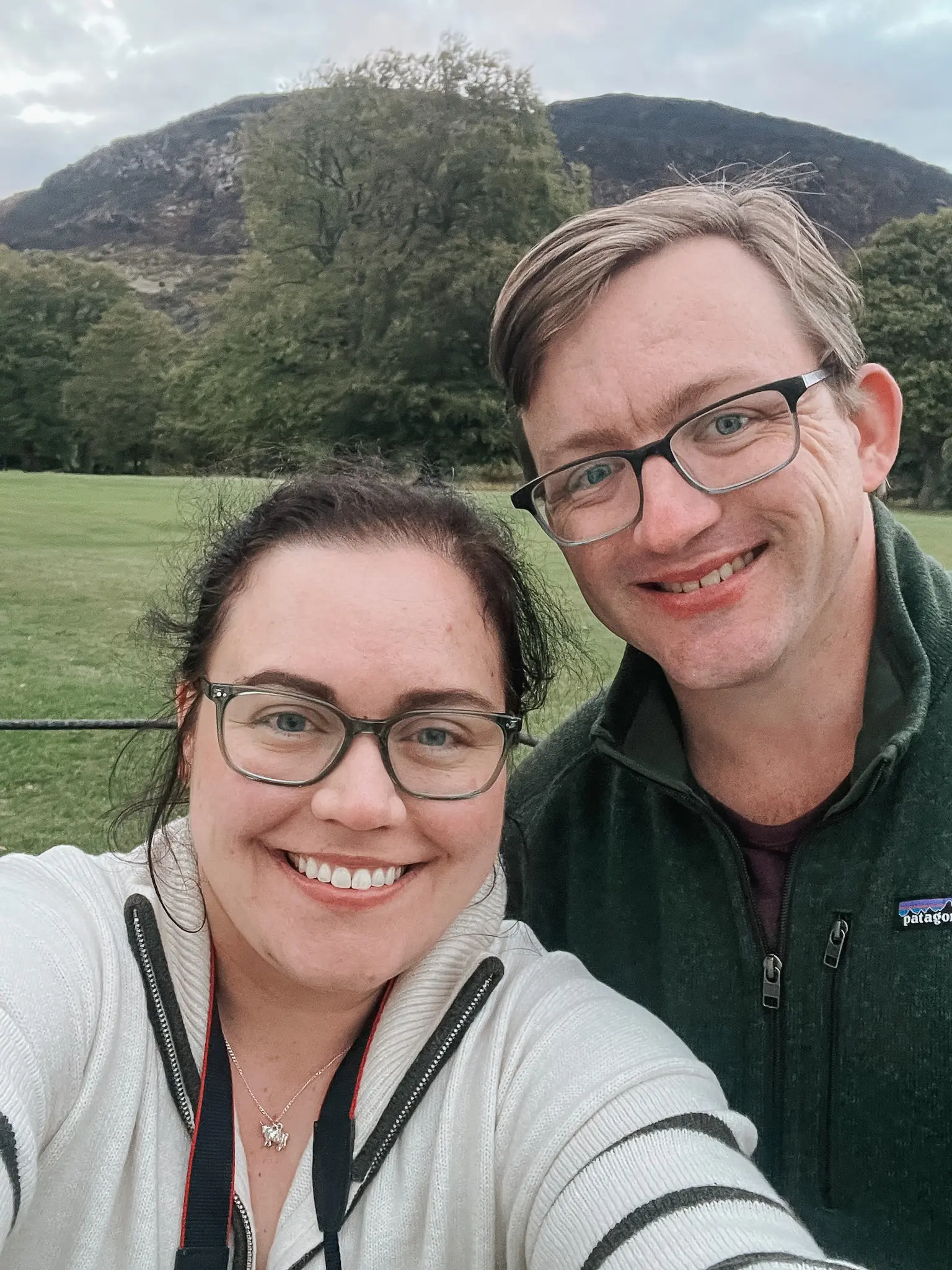 Scotland Honeymoon 10 - Cats & Coffee Standing before Arthur's Seat in Edinburgh Scotland