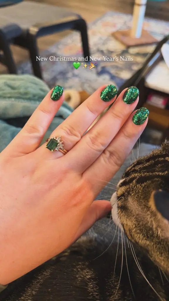 Sparkly Green Nails for Christmas - Cats & Coffee Sparkly Green Nails for Christmas
