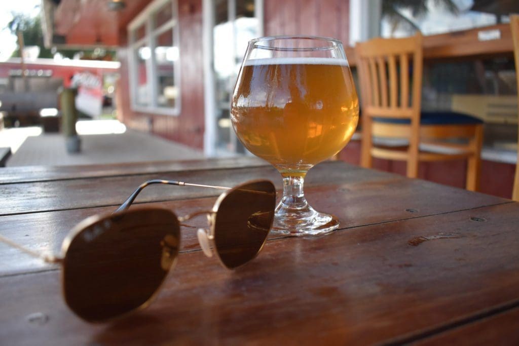 Ray Ban sunglasses and Saltwater Brewery IPA in Delray, Florida