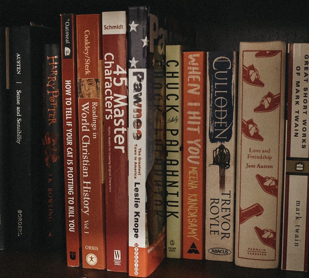 A variety of books on a bookshelf