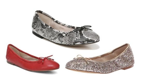 Sam Edleman's Felicia Flats in 3 colors and styles -- red, snakeskin, and sequins -- an easy way to add a pop of color to your daily look!