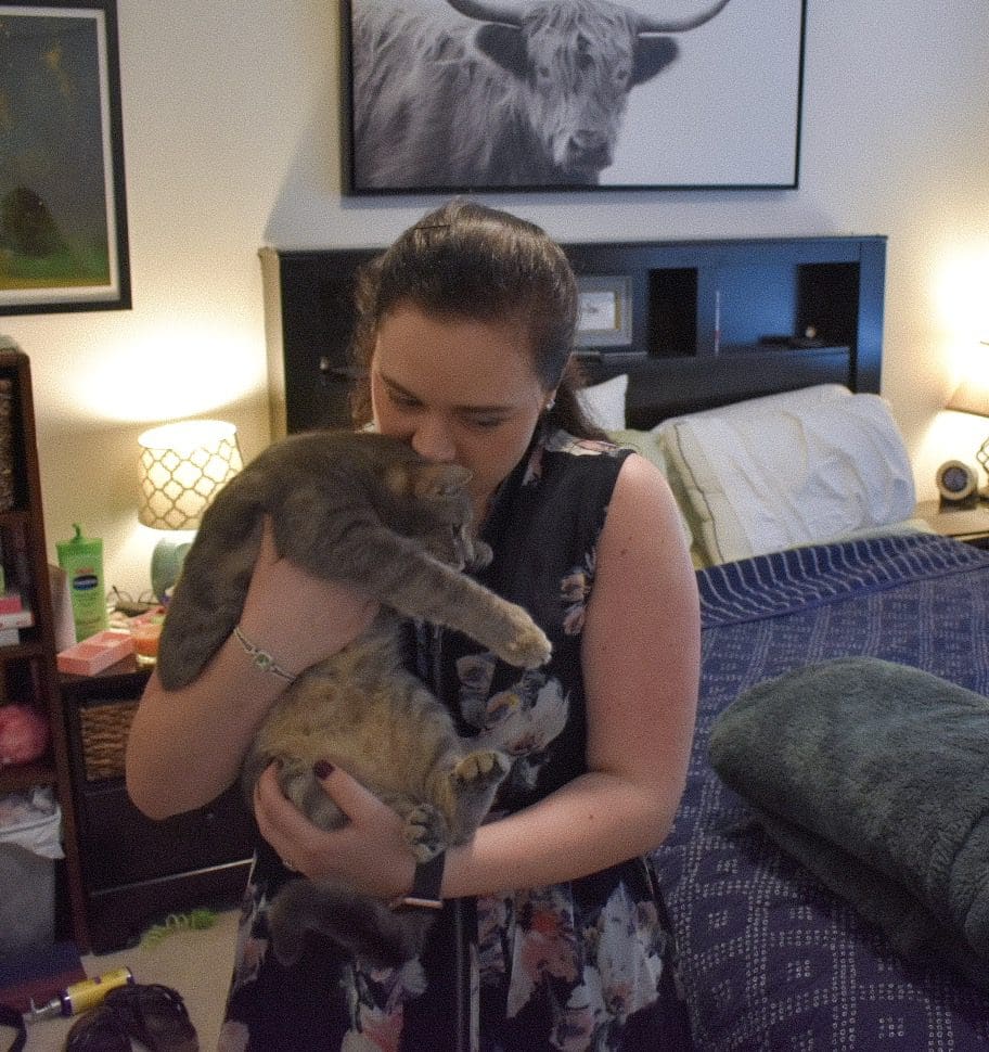 Christine Csencsitz with her cat, Olivia