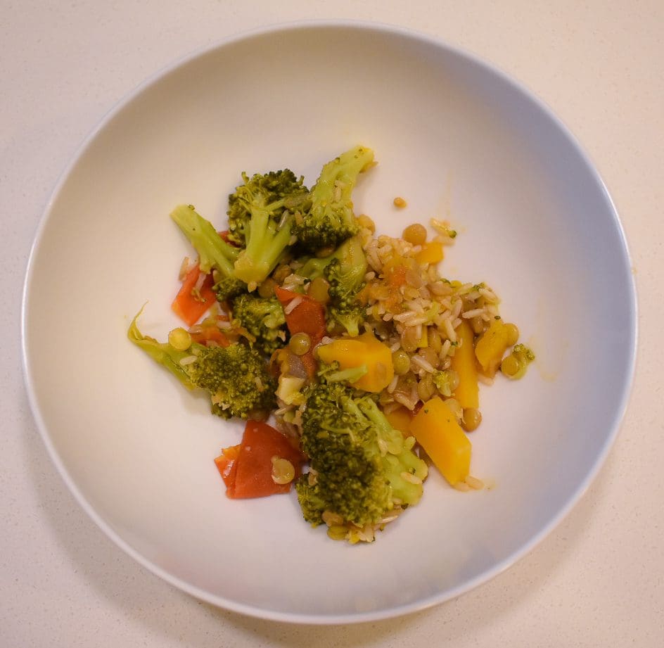 My Simple & Satisfying Rice Bowl Recipe: Brown Rice, Broccoli, & Butternut Squash - part of Cats & Coffee's Most Popular Easy Vegetarian Recipes