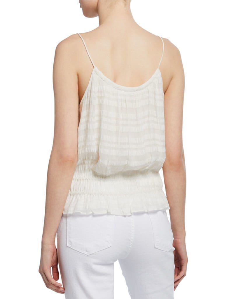 Neiman Marcus May Sale Frame Smocked Scoop-Neck Tank 