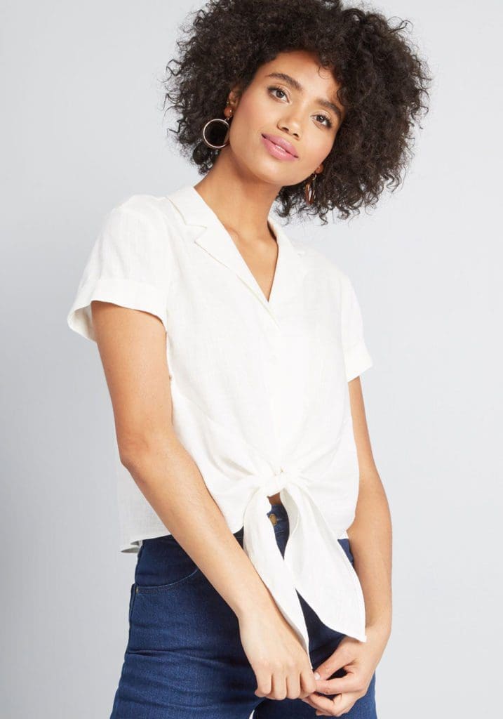 WISELY TIED BUTTON-UP TOP