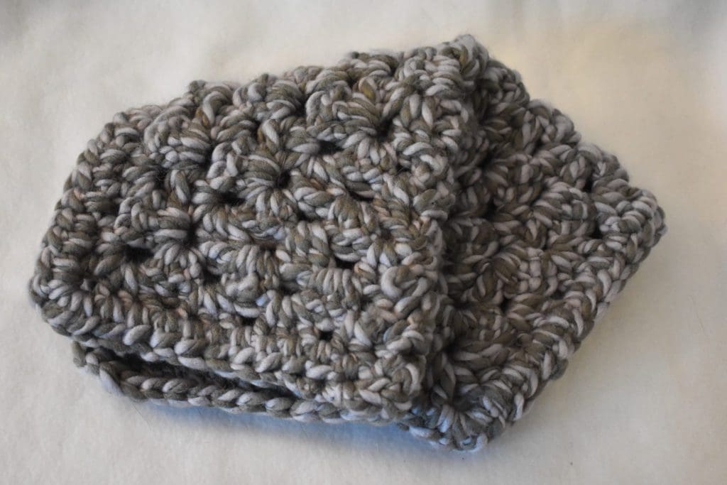 Charcoal Sky Crochet Cat Mat -- Small Granny Square Style Pet Blanket in Grays with Blue Undertones