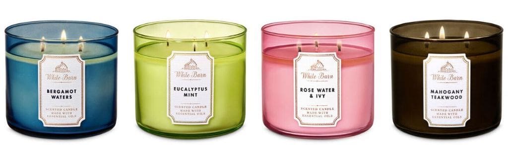 My favorites candles from Bath and Body Works/White Barn: Bergamot Waters, Eucalyptus Mint, Rose Water & Ivy, and Mahogany Teakwood. 