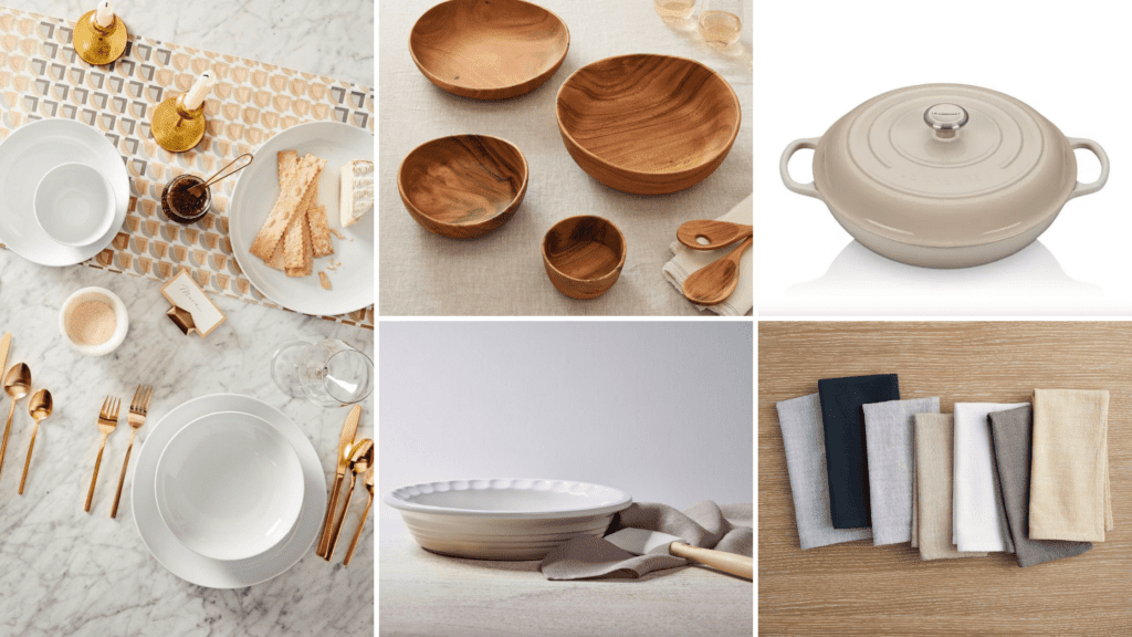 Organic modern design kitchen tools and serving plates