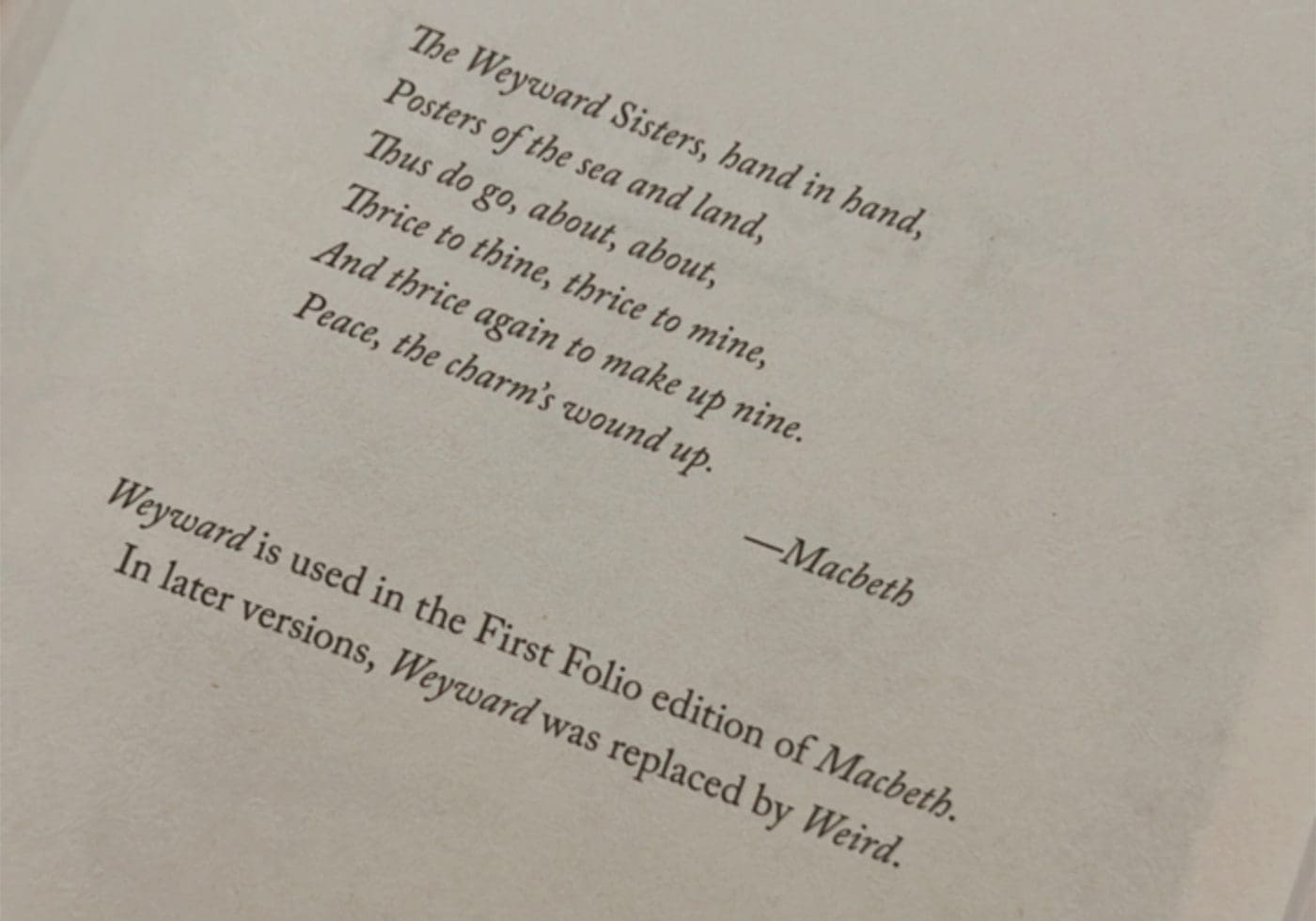 Quote from Macbeth featured in Weyward by Emilia Hart