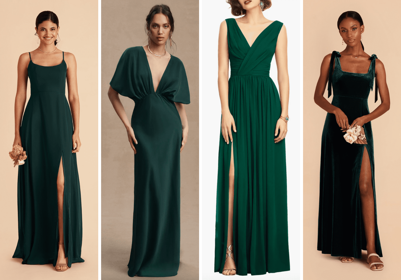 Emerald Green Bridesmaids Dresses | Dark Green Formal Gowns