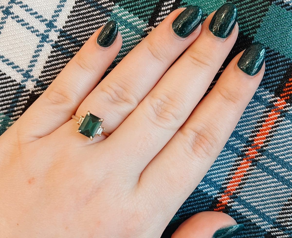 Iceland Nail Polish by DND on top of tartan