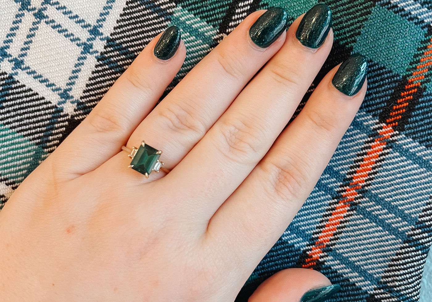 Iceland Nail Polish by DND on top of tartan