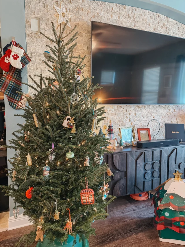 We didn’t get a tree last year, so it was extra fun to go through our ornaments over the weekend 🎄now the living room is nice and festive ✨